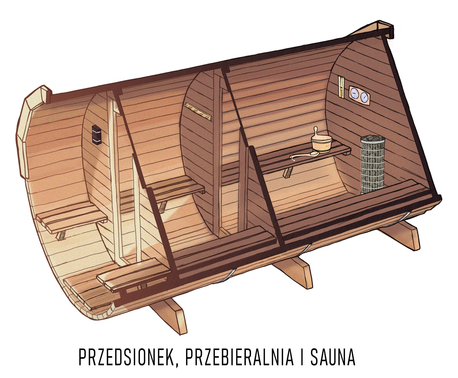 SAUNA Z PRZEBIERALNIĄ I PRZEDSIONKIEM