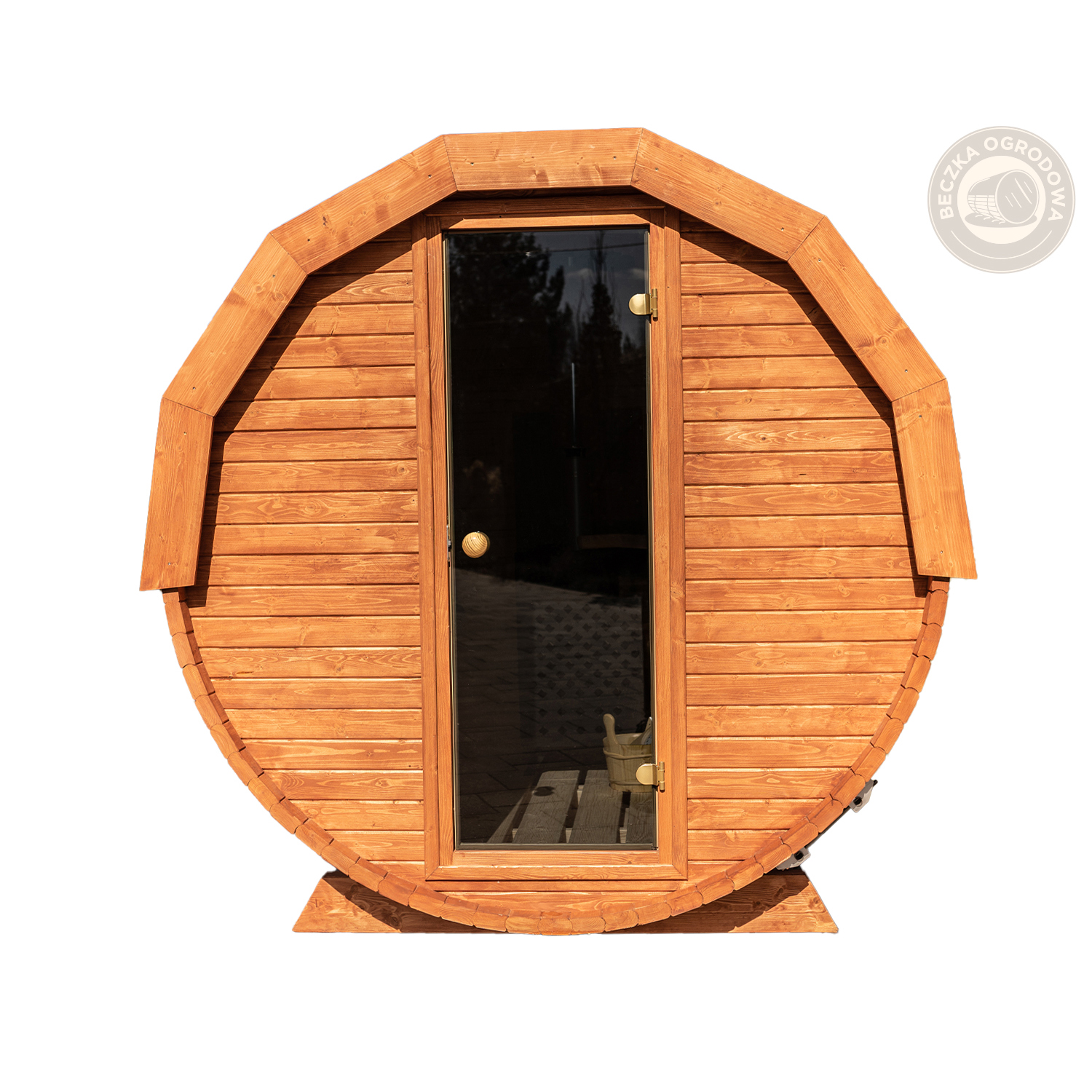 sauna beczka ogrodowa 200x200 widok z przodu