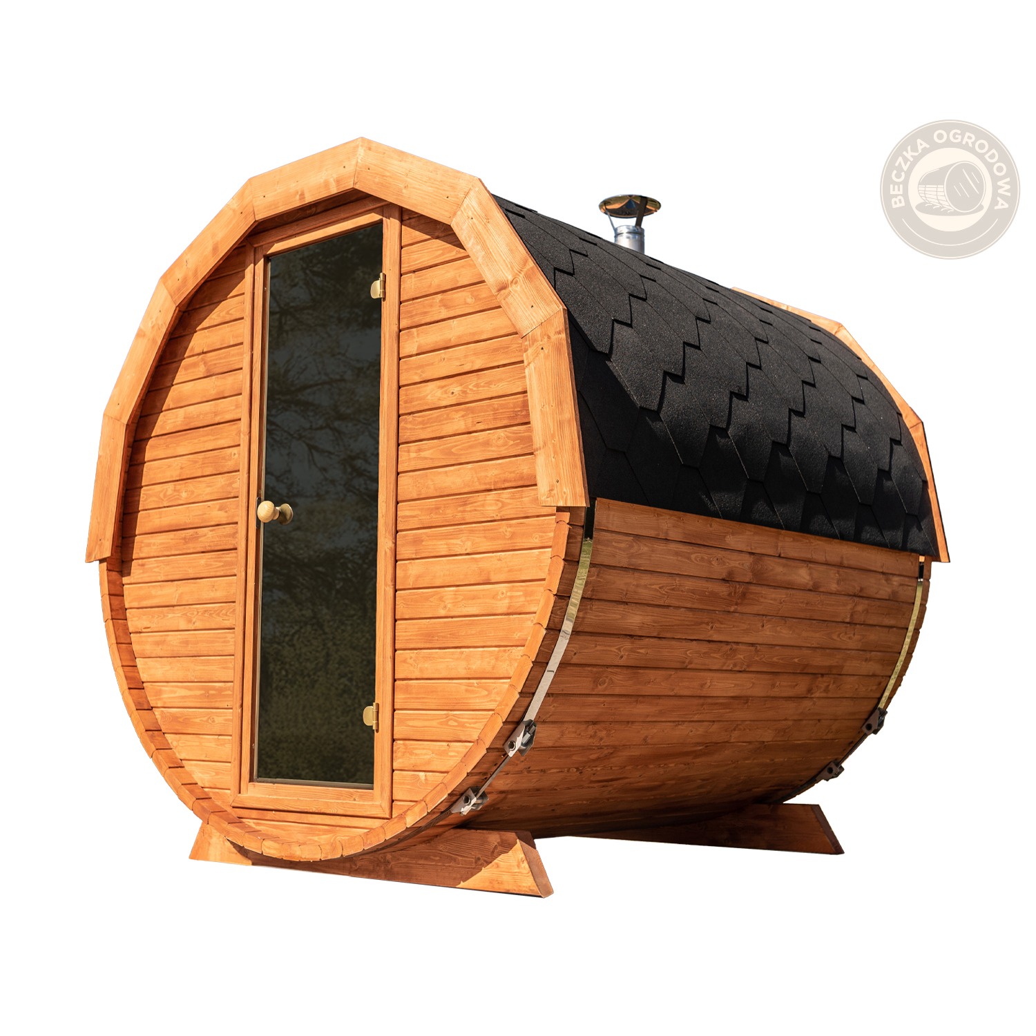 gotowa sauna beczka ogrodowa 200x200 z wyposażeniem