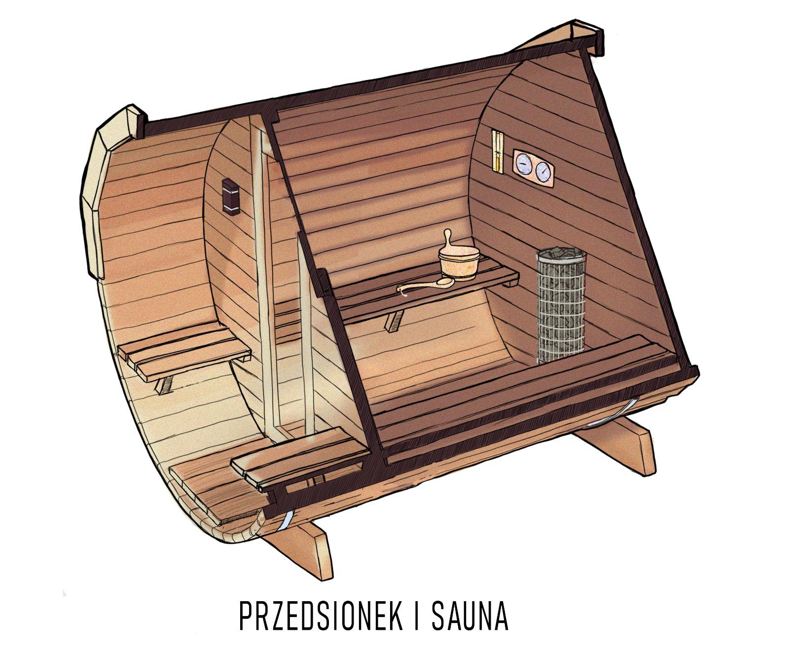 sauna z przedsionkiem 250 przekroj